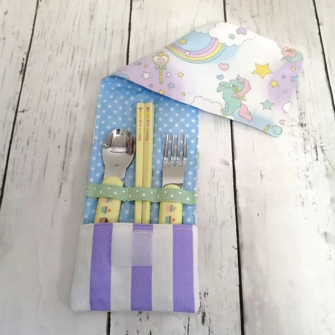 Handmade prototype vertical fabric cutlery case unicorn dreamkawa