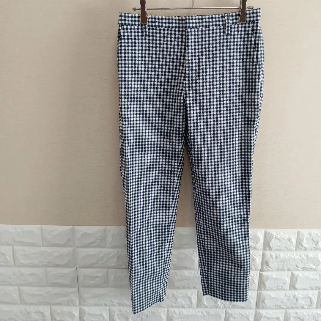 ◆ Beautiful goods ◆ Biscroped Pants S Stretch check Spring / Summer and autumn ◆ C0734