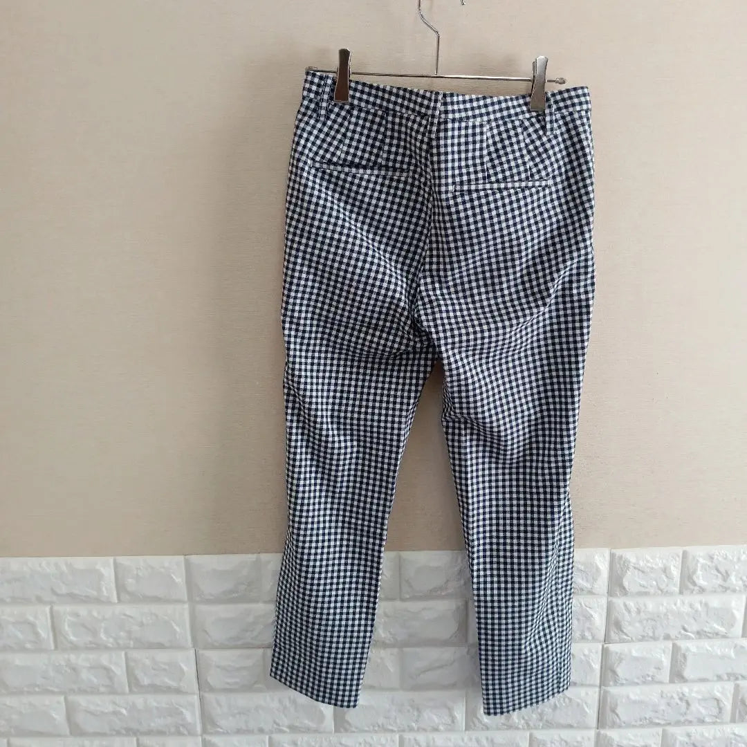 ◆ Beautiful goods ◆ Biscroped Pants S Stretch check Spring / Summer and autumn ◆ C0734