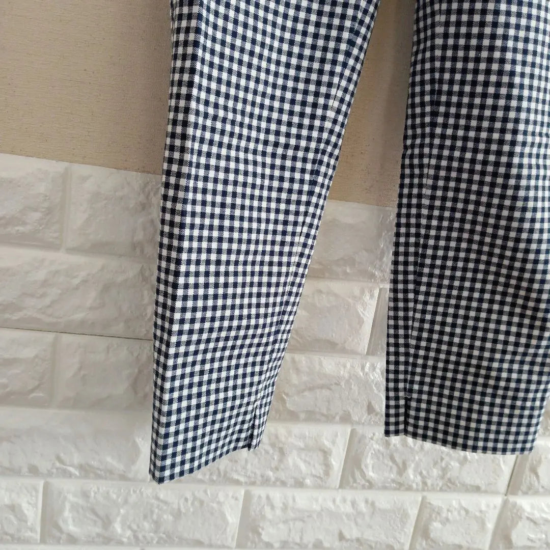 ◆ Beautiful goods ◆ Biscroped Pants S Stretch check Spring / Summer and autumn ◆ C0734