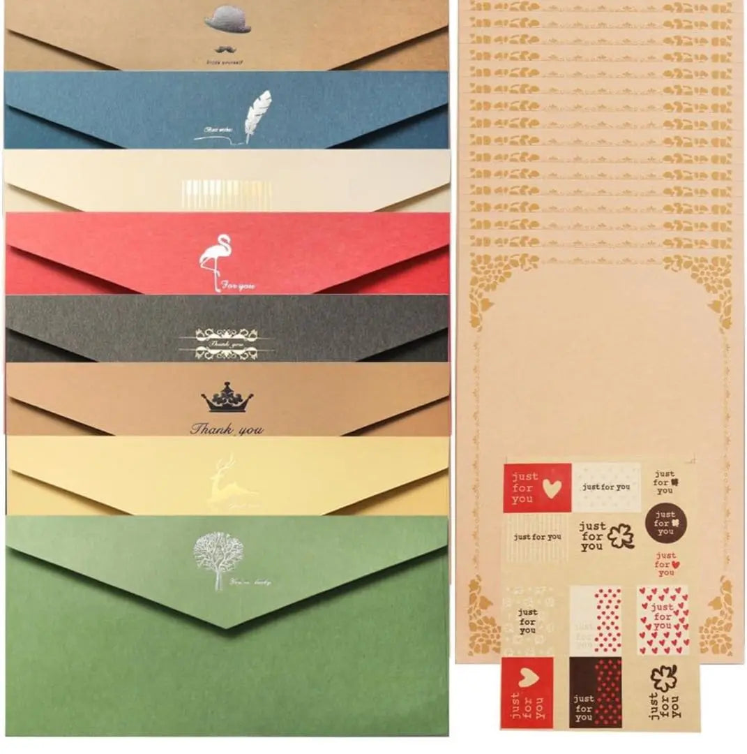 Envelope fashionable letter set sticker 1 sheet stationary 16 sheets 8 pieces set 2 sets | 封筒 おしゃれ レターセット シール1枚 便箋16枚 8枚セット　2セット