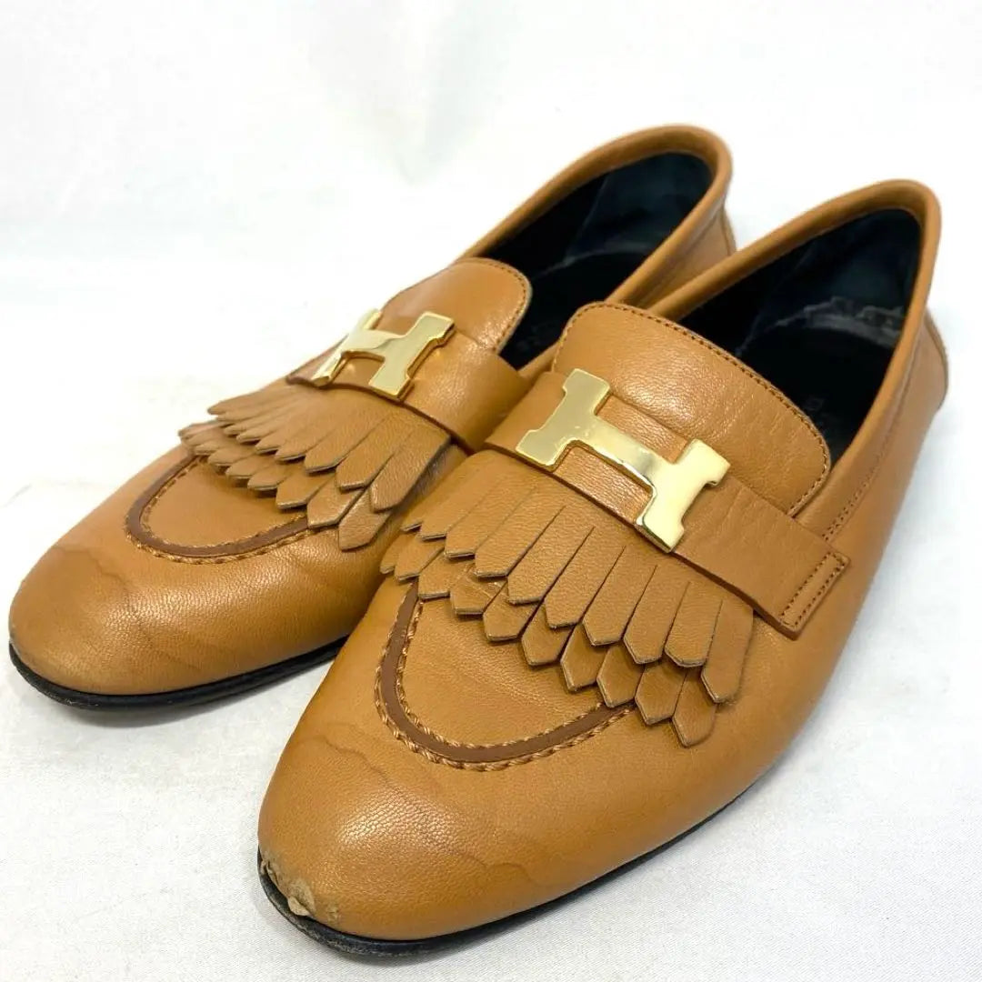 Hermes camel loafers Size notation "36 1/2" 23-23.5cm H