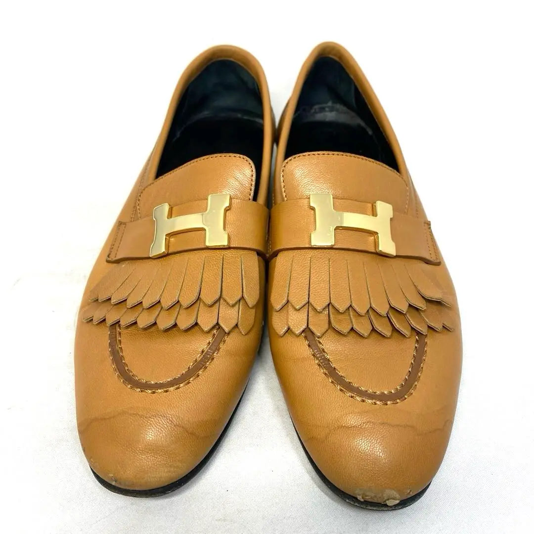 Hermes camel loafers Size notation "36 1/2" 23-23.5cm H