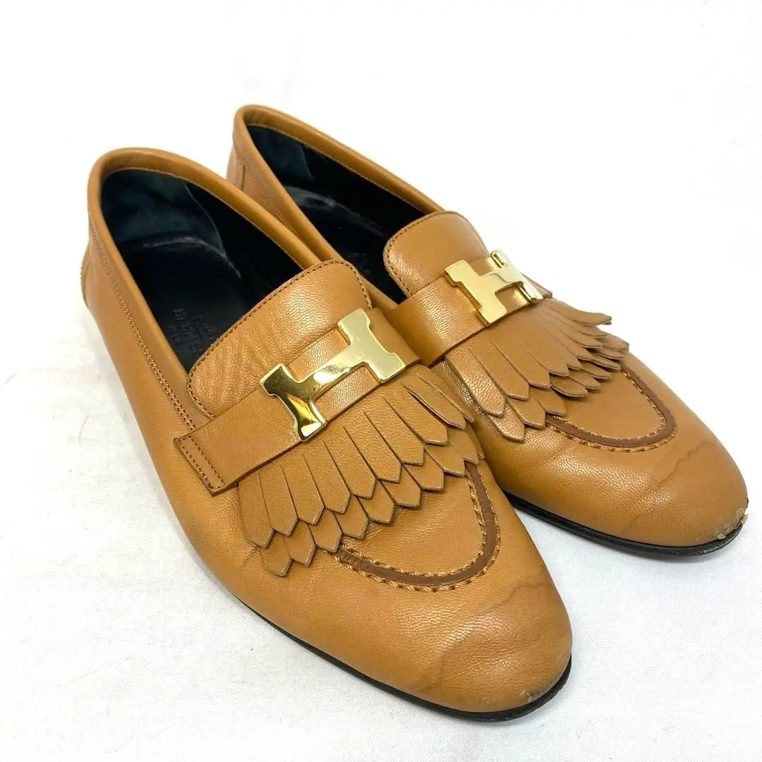 Hermes camel loafers Size notation "36 1/2" 23-23.5cm H