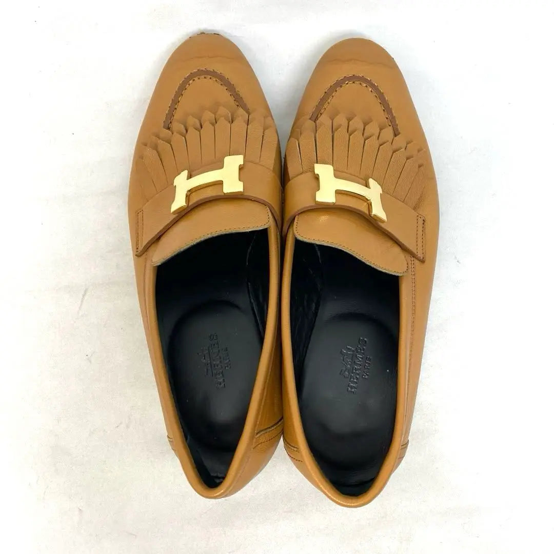 Hermes camel loafers Size notation "36 1/2" 23-23.5cm H