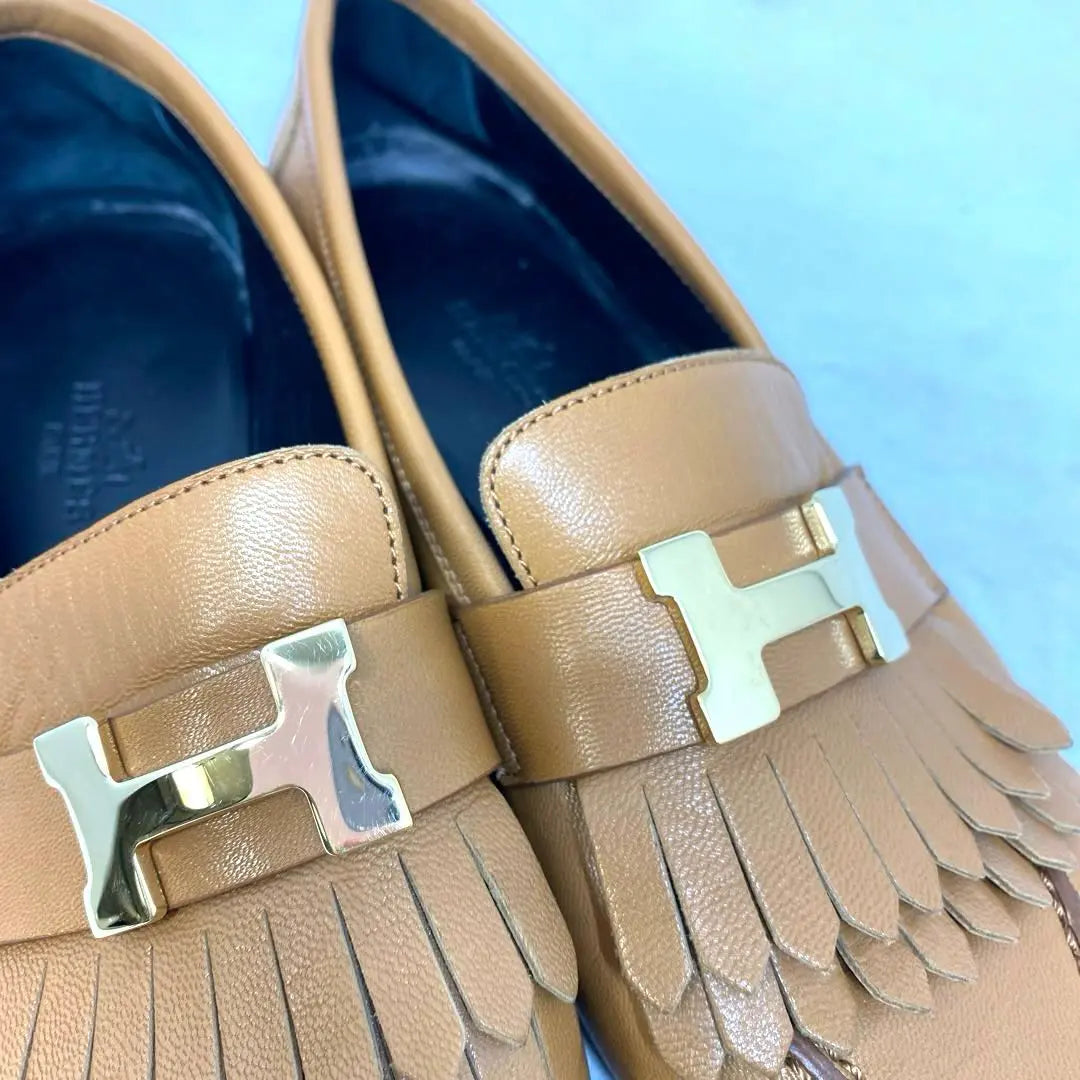 Hermes camel loafers Size notation "36 1/2" 23-23.5cm H