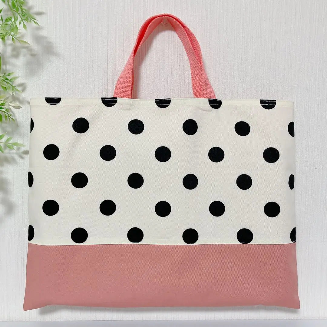 Entrance and kindergarten set Handmade Girls Lesson Bag B6 Polka Dot Coral Pink