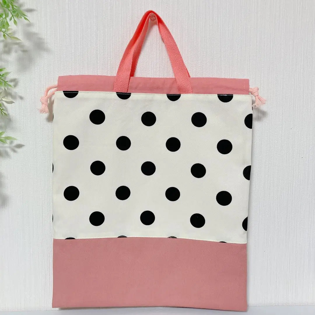 Bolsa de entrada y guardería hecha a mano para niñas, B6, lunares, rosa coral