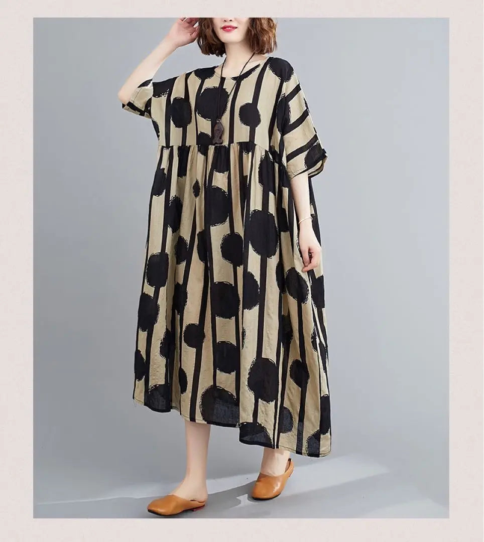 Mode-style all-over pattern, polka dots, dots, long dress, shirt dress, Japanese pattern | モード系　総柄　水玉　ドット　ロングワンピース　シャツワンピース　和柄