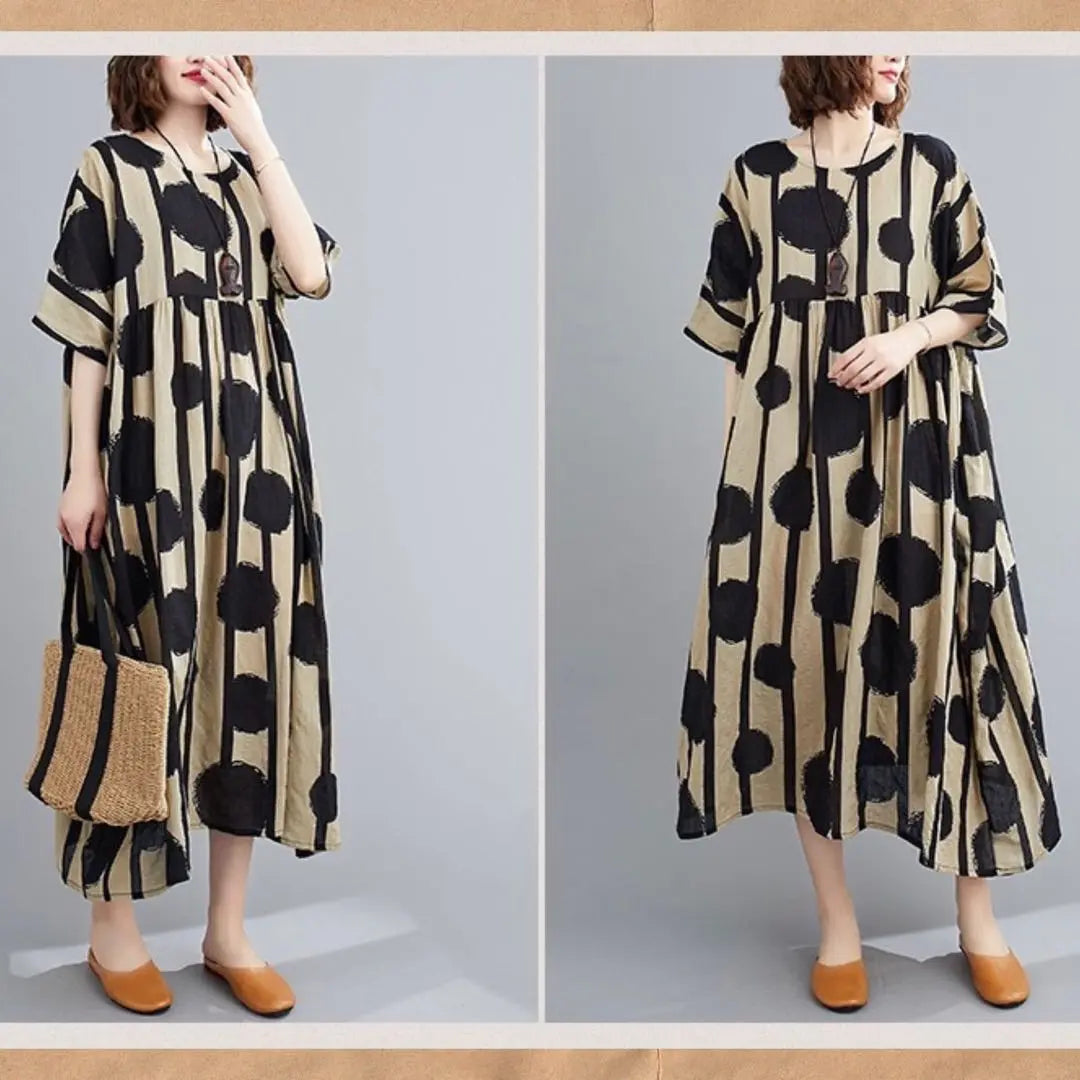 Mode-style all-over pattern, polka dots, dots, long dress, shirt dress, Japanese pattern | モード系　総柄　水玉　ドット　ロングワンピース　シャツワンピース　和柄