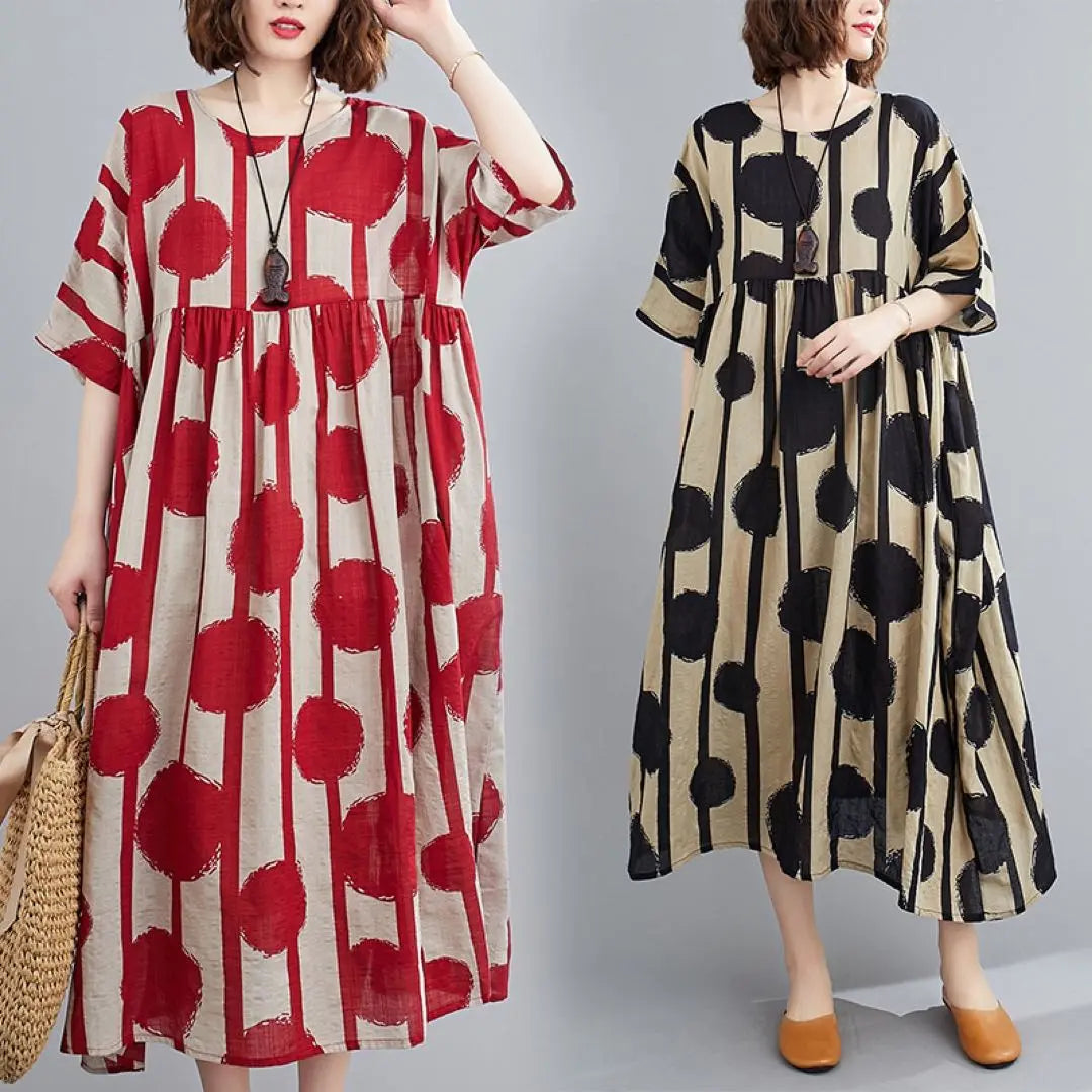 Estampado integral estilo Mode, lunares, lunares, vestido largo, vestido camisero, estampado japonés | モード系 総柄 水玉 ドット ロングワンピース シャツワンピース 和柄