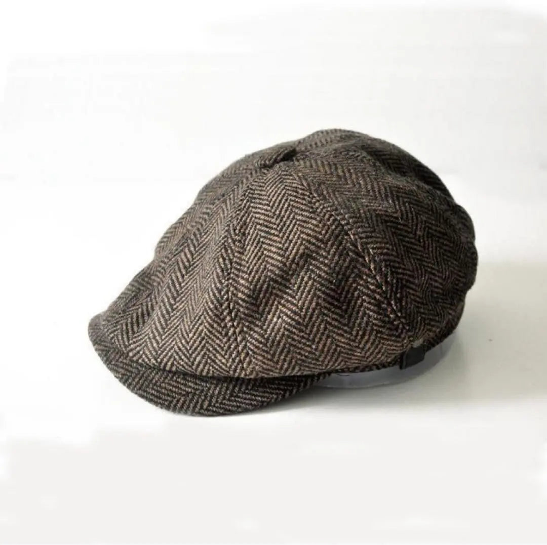 Hunting hat for men, brown L, casquette, tweed, beret, autumn/winter, hat