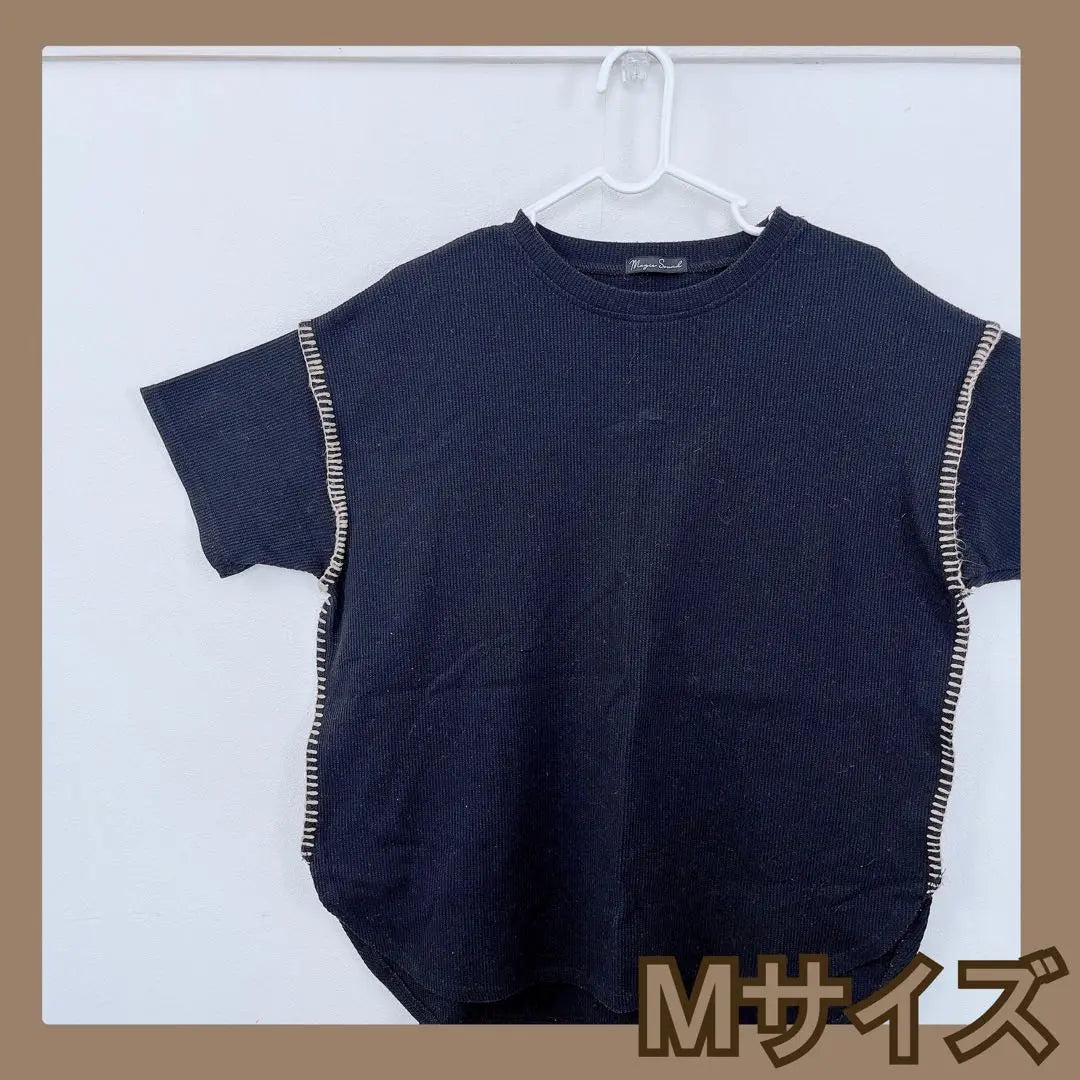 ❤️ Shimamura Black Black Ladies Tops M Stitch Waffle T -shirt | ❤️しまむら　ブラック　黒　レディース　トップス　M ステッチ ワッフル Tシャツ