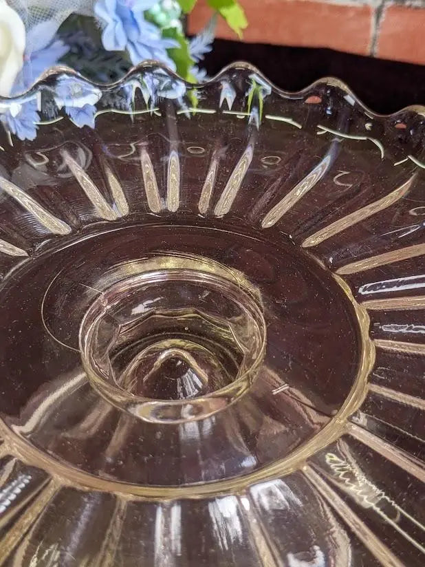 Soporte para tartas de cristal antiguo británico de los años 1930 y 1950