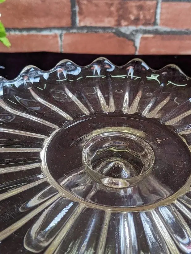 British Antique 1930s-50s Glass Cake Stand Vintage