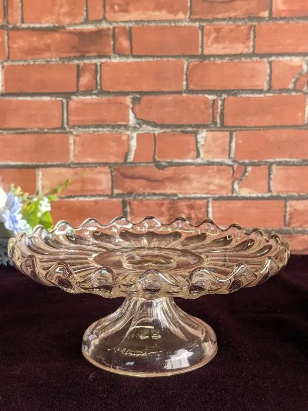 British Antique 1930s-50s Glass Cake Stand Vintage