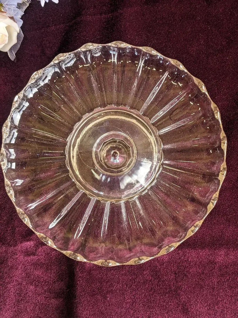 British Antique 1930s-50s Glass Cake Stand Vintage