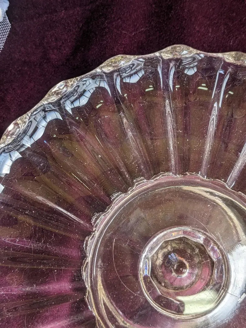 British Antique 1930s-50s Glass Cake Stand Vintage