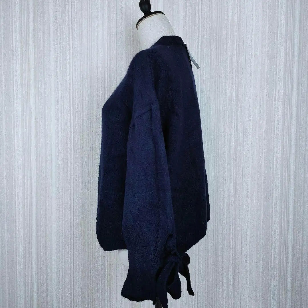 [U2001] New tagged Lu Lu Luniy knit ribbon navy | 【う2001】新品 タグ付き Lu Lu Luniy ニット リボン ネイビー