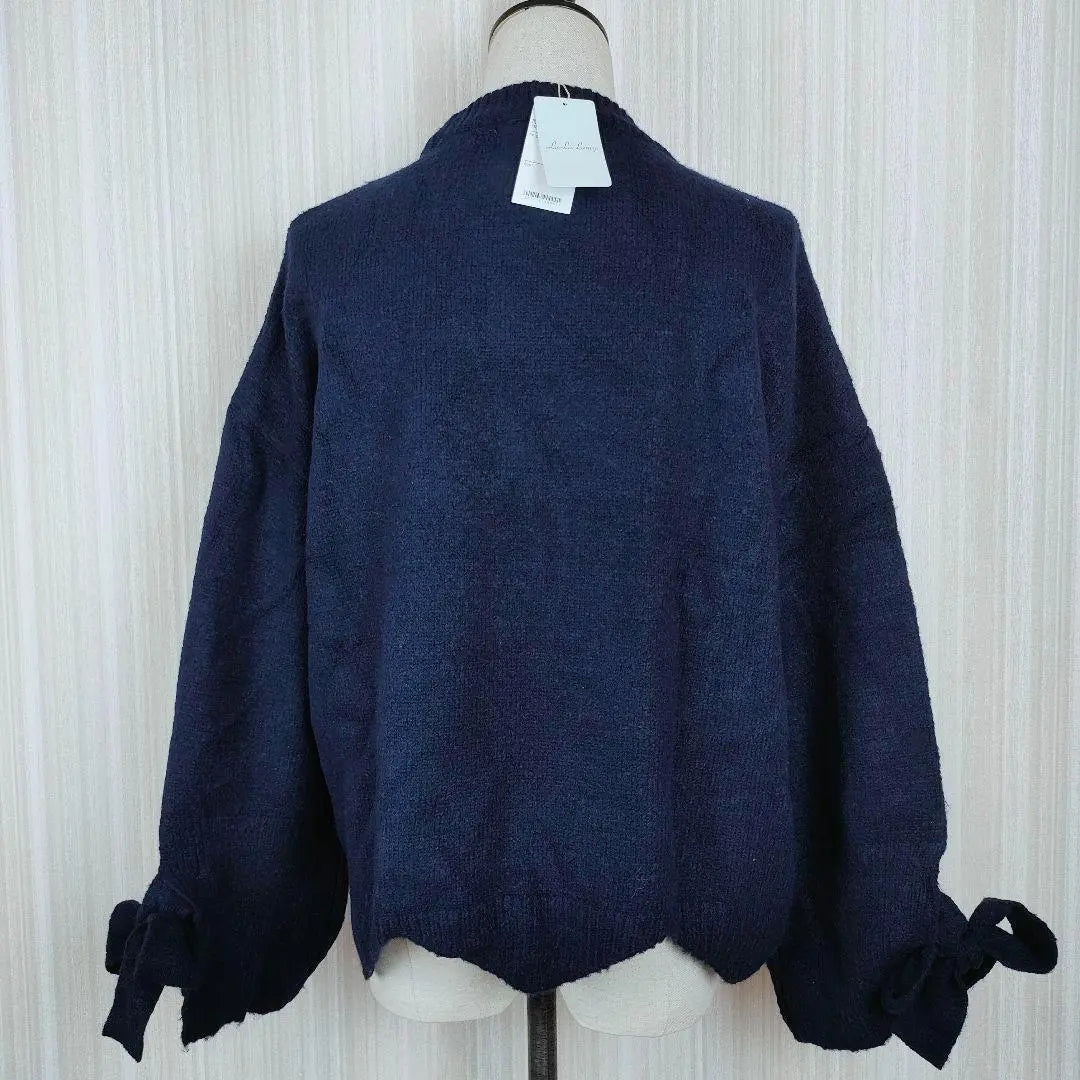 [U2001] New tagged Lu Lu Luniy knit ribbon navy | 【う2001】新品 タグ付き Lu Lu Luniy ニット リボン ネイビー