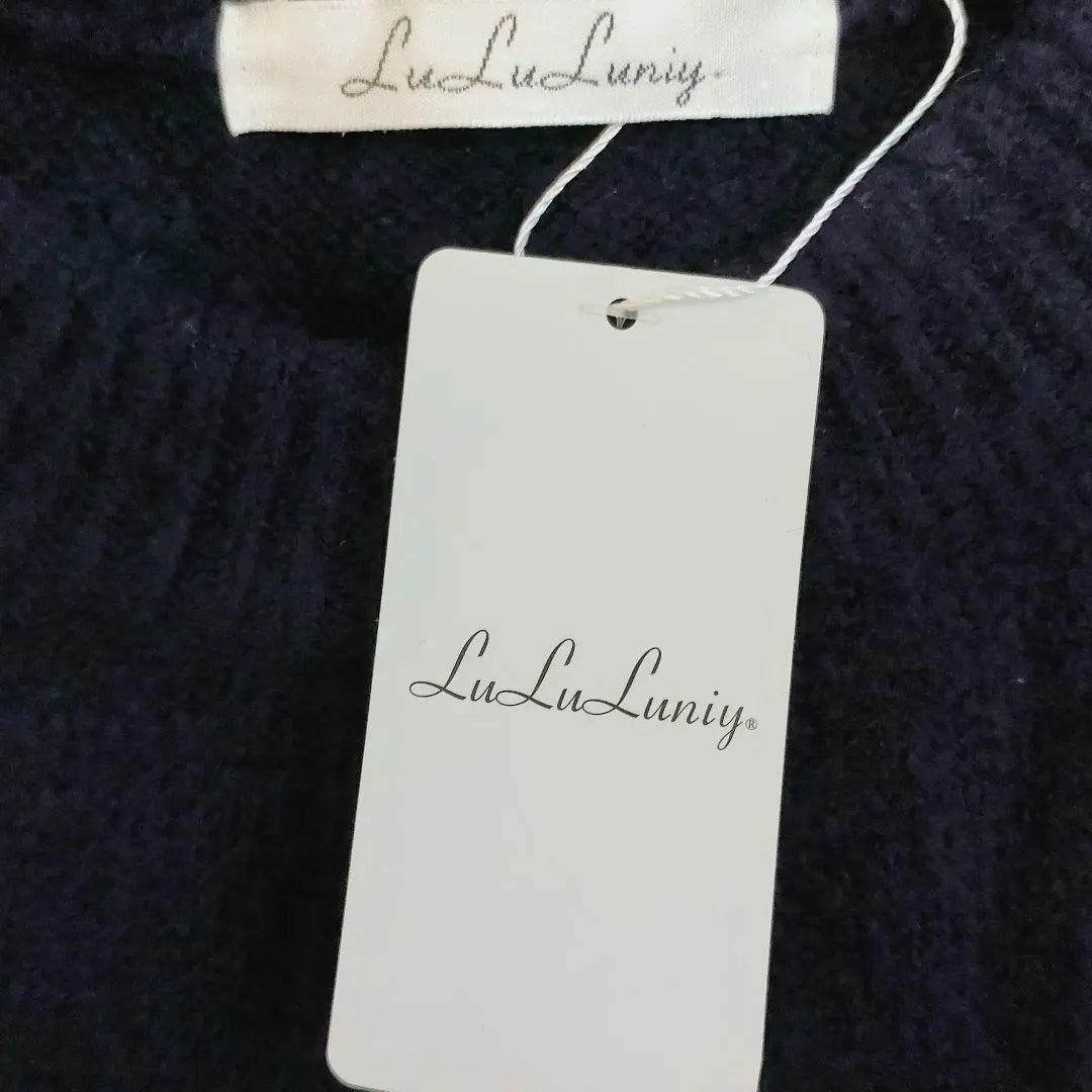 [U2001] New tagged Lu Lu Luniy knit ribbon navy | 【う2001】新品 タグ付き Lu Lu Luniy ニット リボン ネイビー