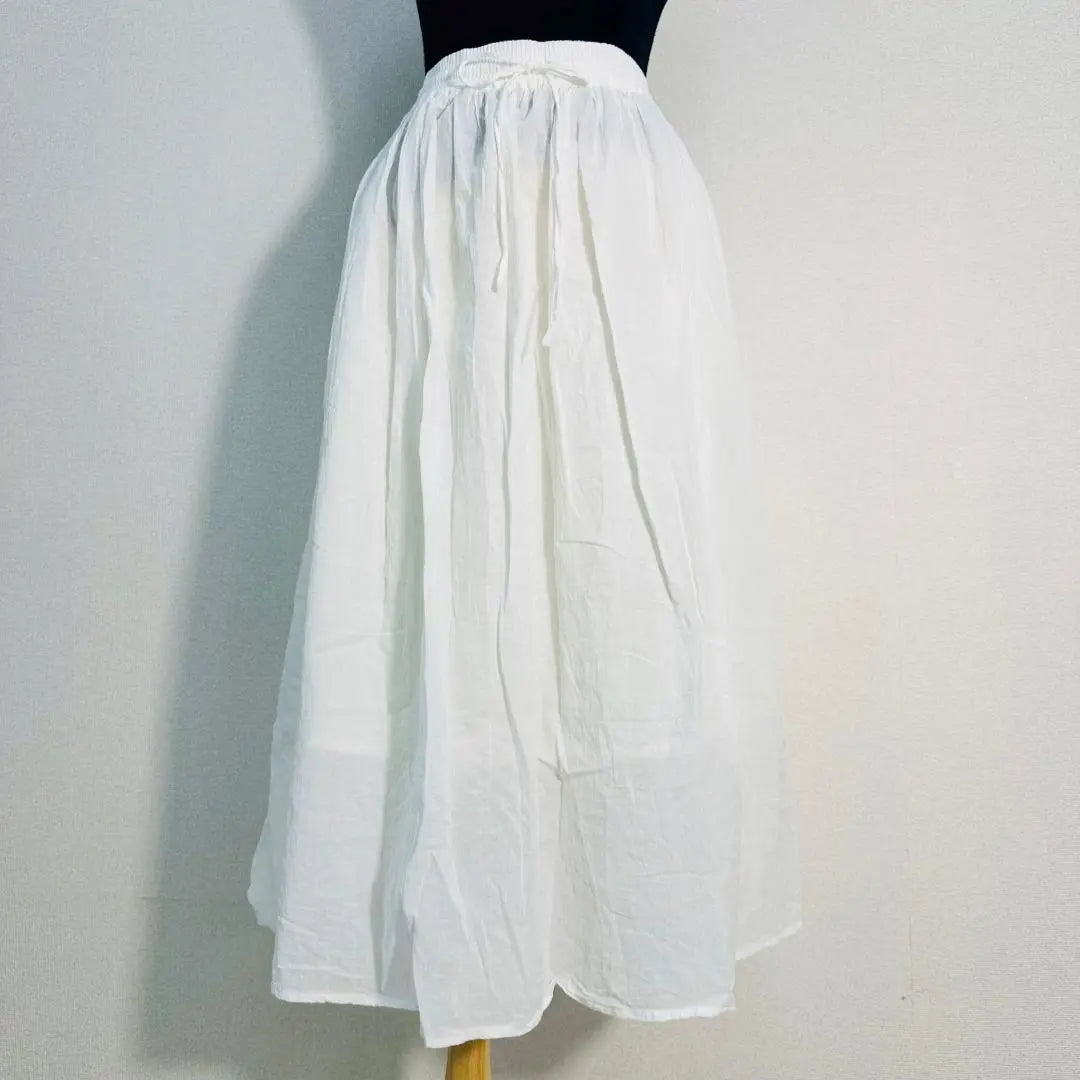 [Extremely Good Condition] Chocolat Fine Robe Long Gathered Skirt Adjustable String F Off White