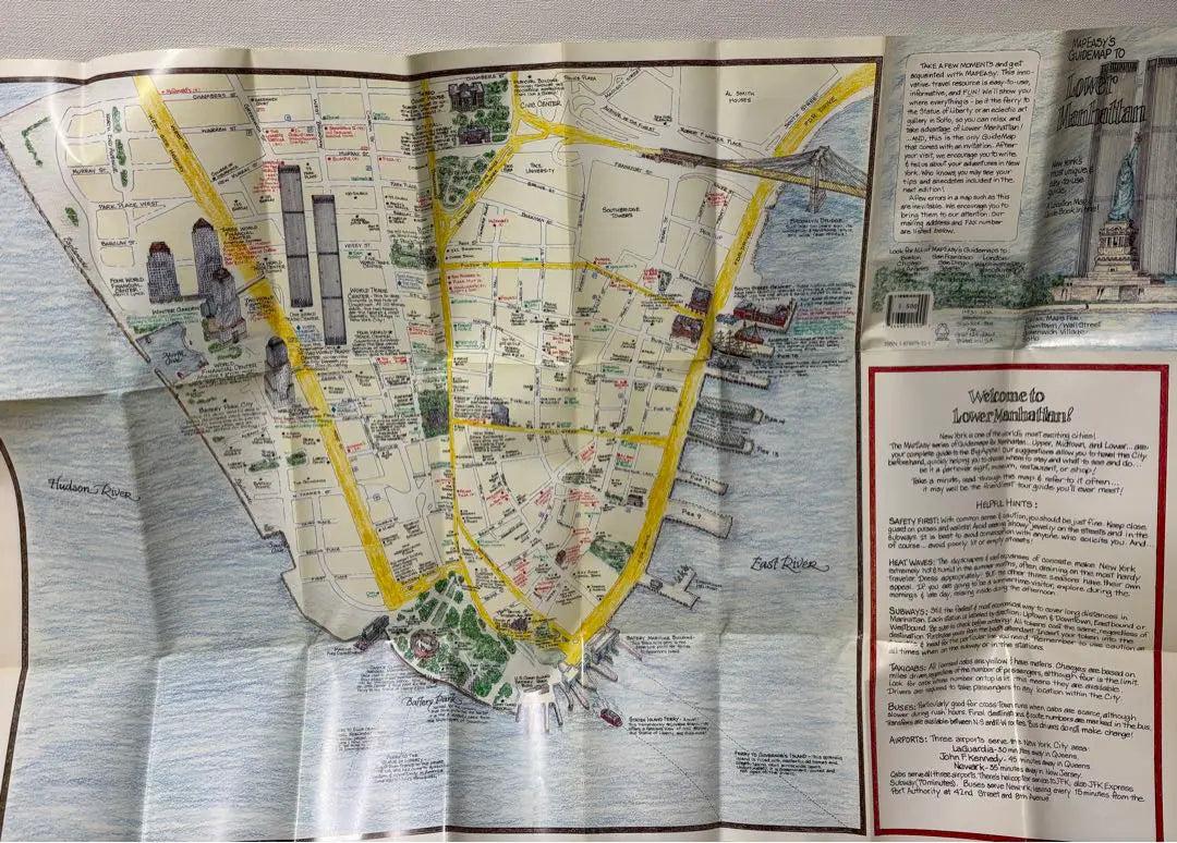 [Raro] Mapa de la guía Hattan de Nueva York de 1993 | [レア] 1993年 ニューヨーク マンハッタンのガイドブック地図