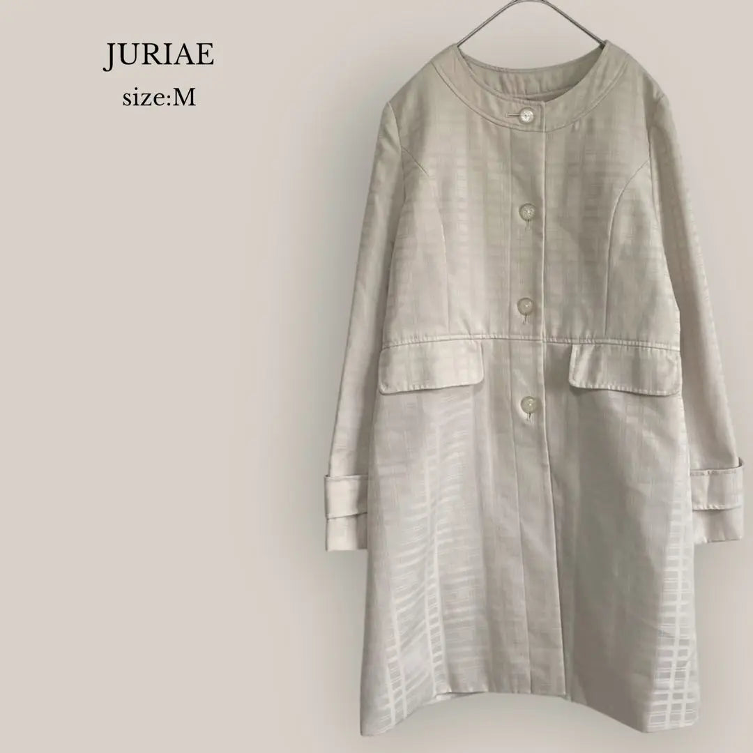 [JURIAE] Beautiful goods ✨ No color coat spring coat Spring and autumn ivory | 【JURIAE】✨美品✨ノーカラーコート　スプリングコート　春秋　アイボリー