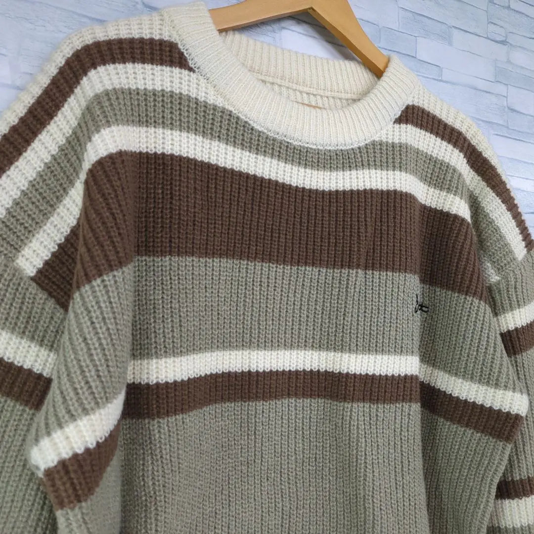 ☆[Benke] Men's Sweater Striped XL Knit Long Sleeve