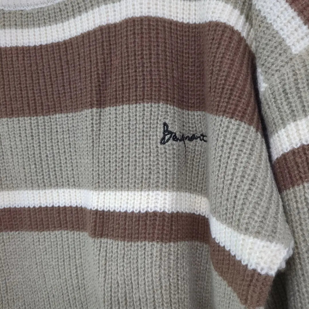 ☆[Benke] Men's Sweater Striped XL Knit Long Sleeve