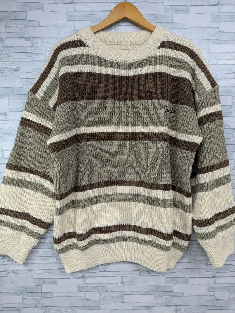 ☆[Benke] Men's Sweater Striped XL Knit Long Sleeve