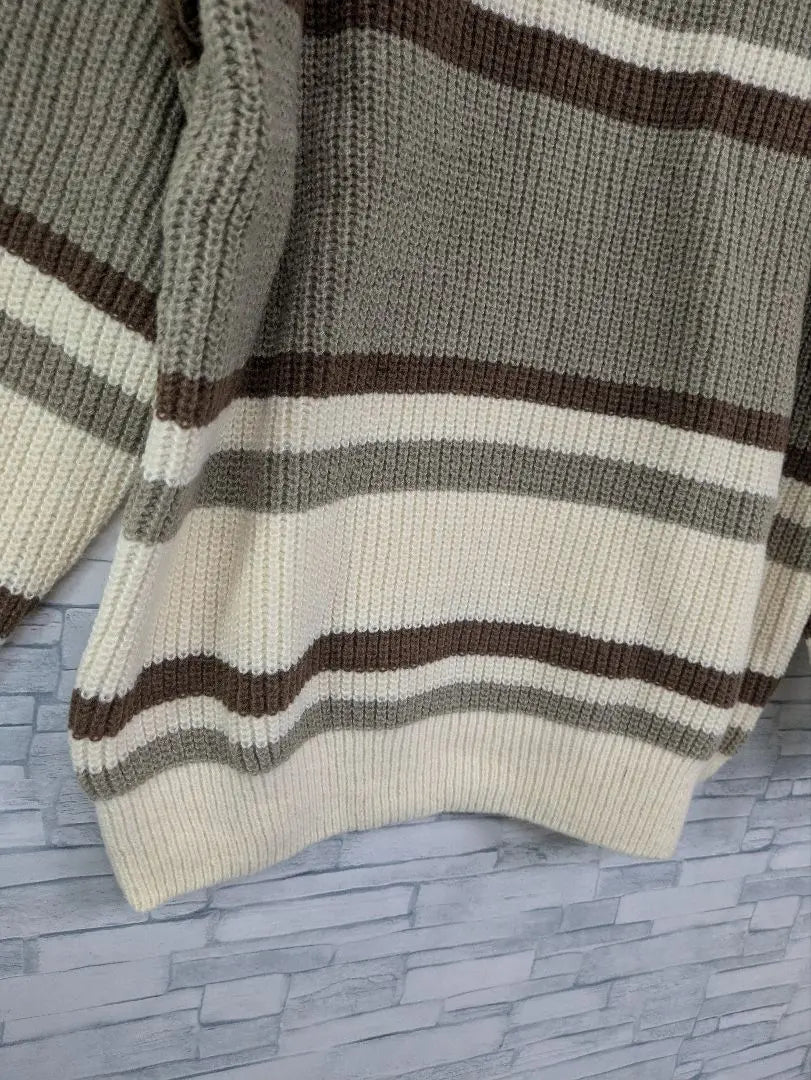 ☆[Benke] Men's Sweater Striped XL Knit Long Sleeve