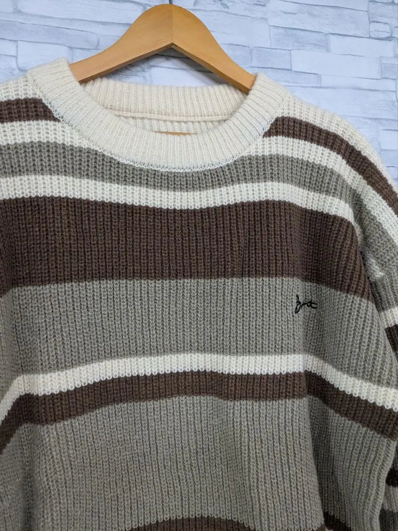 ☆[Benke] Men's Sweater Striped XL Knit Long Sleeve