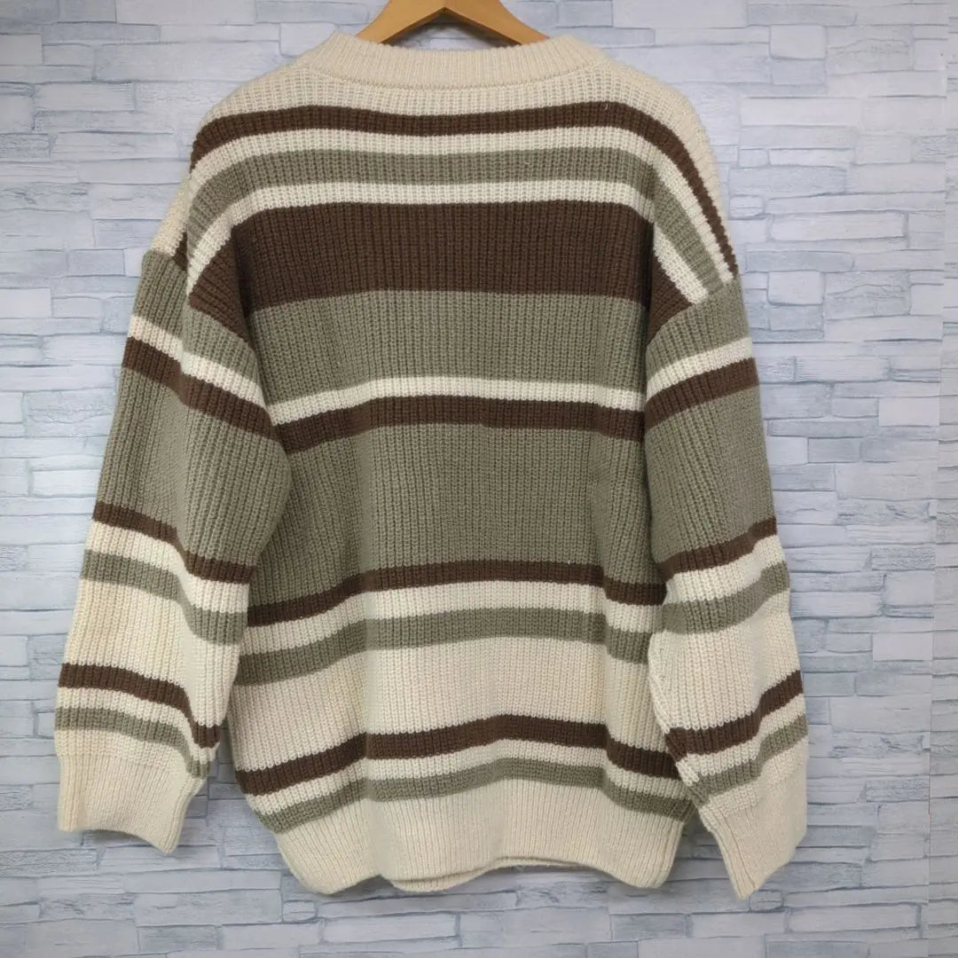 ☆[Benke] Men's Sweater Striped XL Knit Long Sleeve