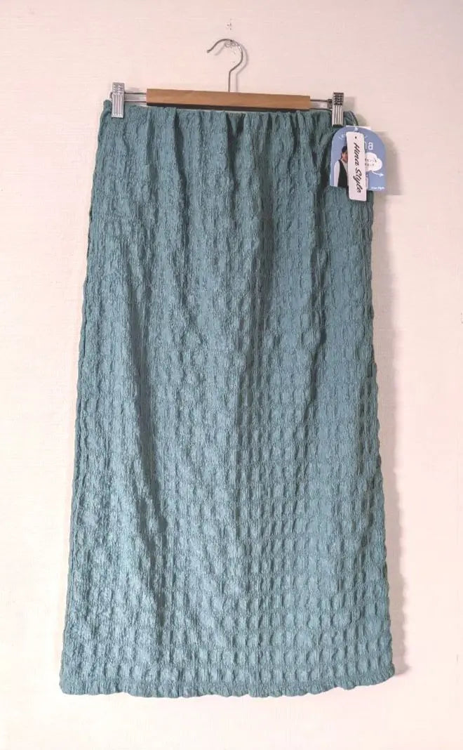 New [Large size] Hina Style Turquoise Waffle Vertical Grain Long Skirt LL