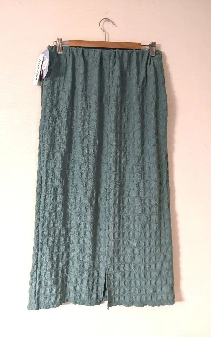 New [Large size] Hina Style Turquoise Waffle Vertical Grain Long Skirt LL