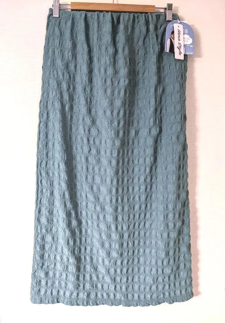 New [Large size] Hina Style Turquoise Waffle Vertical Grain Long Skirt LL