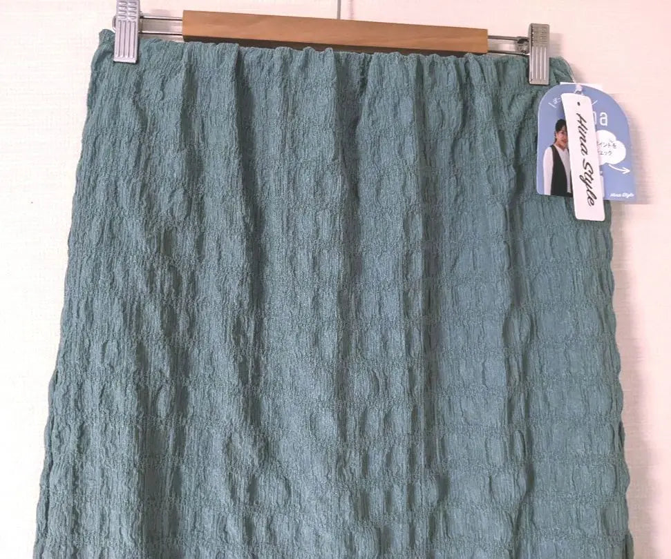 New [Large size] Hina Style Turquoise Waffle Vertical Grain Long Skirt LL