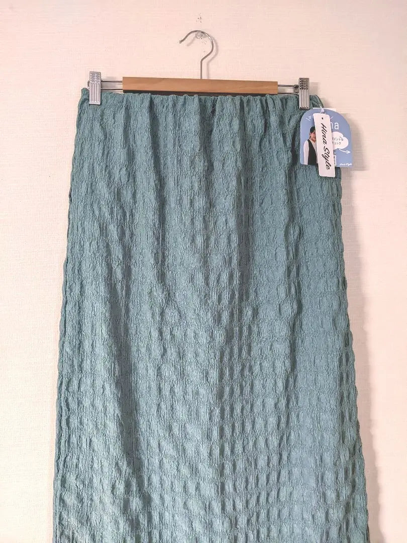 New [Large size] Hina Style Turquoise Waffle Vertical Grain Long Skirt LL