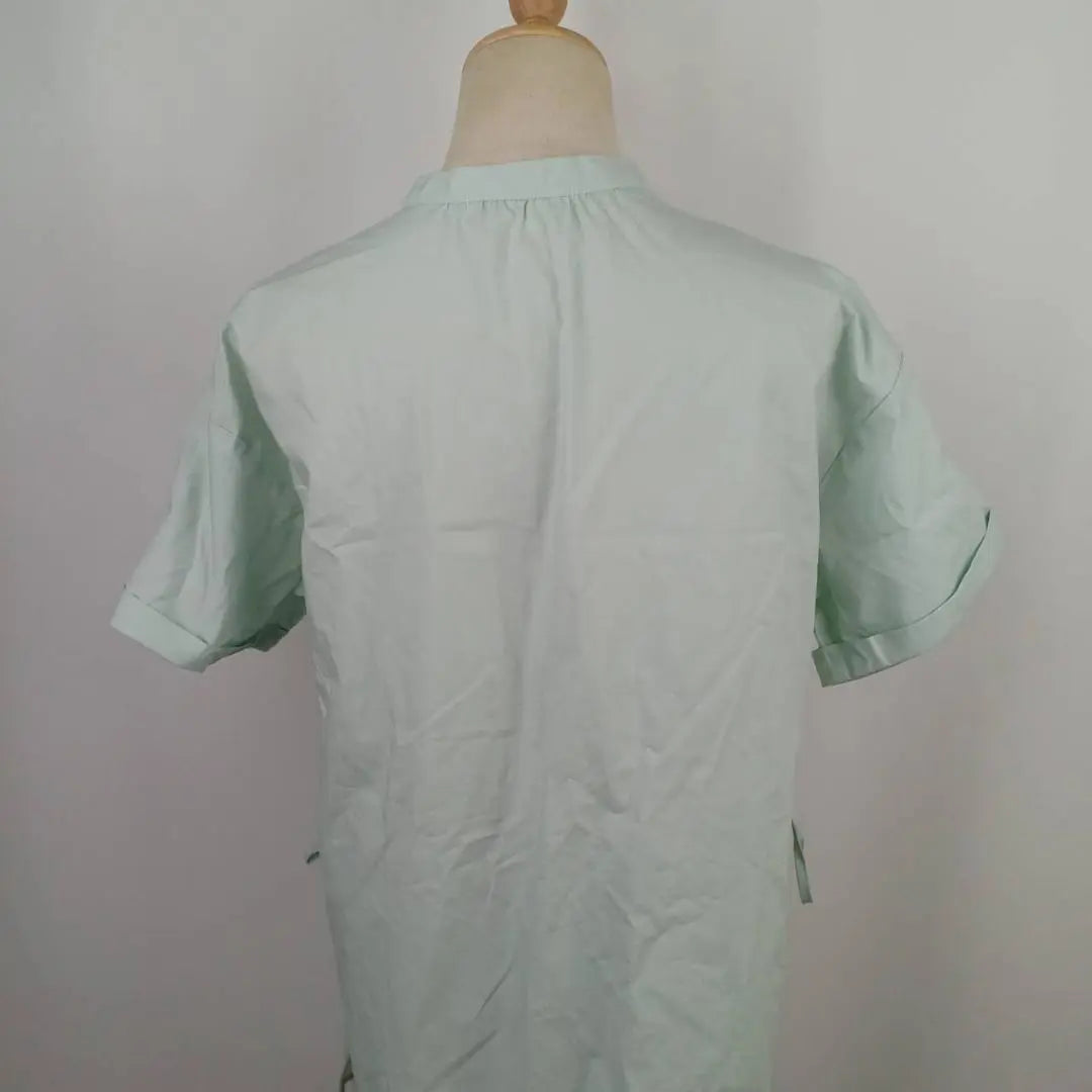 RAGEBLUE Short sleeve tunic blouse F Green Side slit