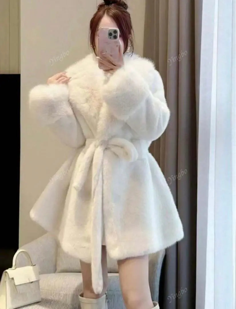 SHEIN Fur Coat White