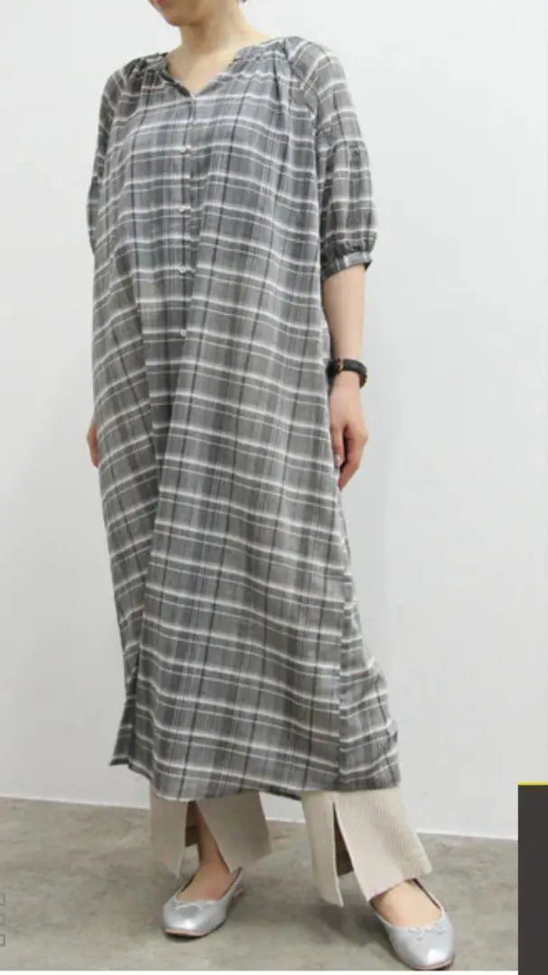 Beautiful goods [VIS] Bis Shear Long Shirt One Piece Check F