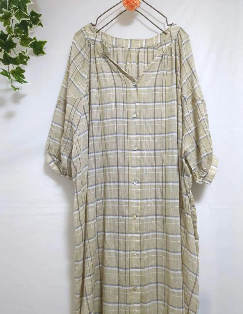 Beautiful goods [VIS] Bis Shear Long Shirt One Piece Check F