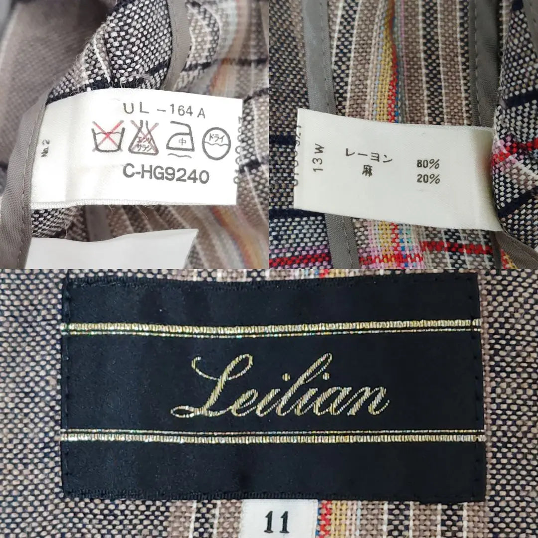 [Lelian] Linen blend check pattern jacket shell button Total pattern WURMSER