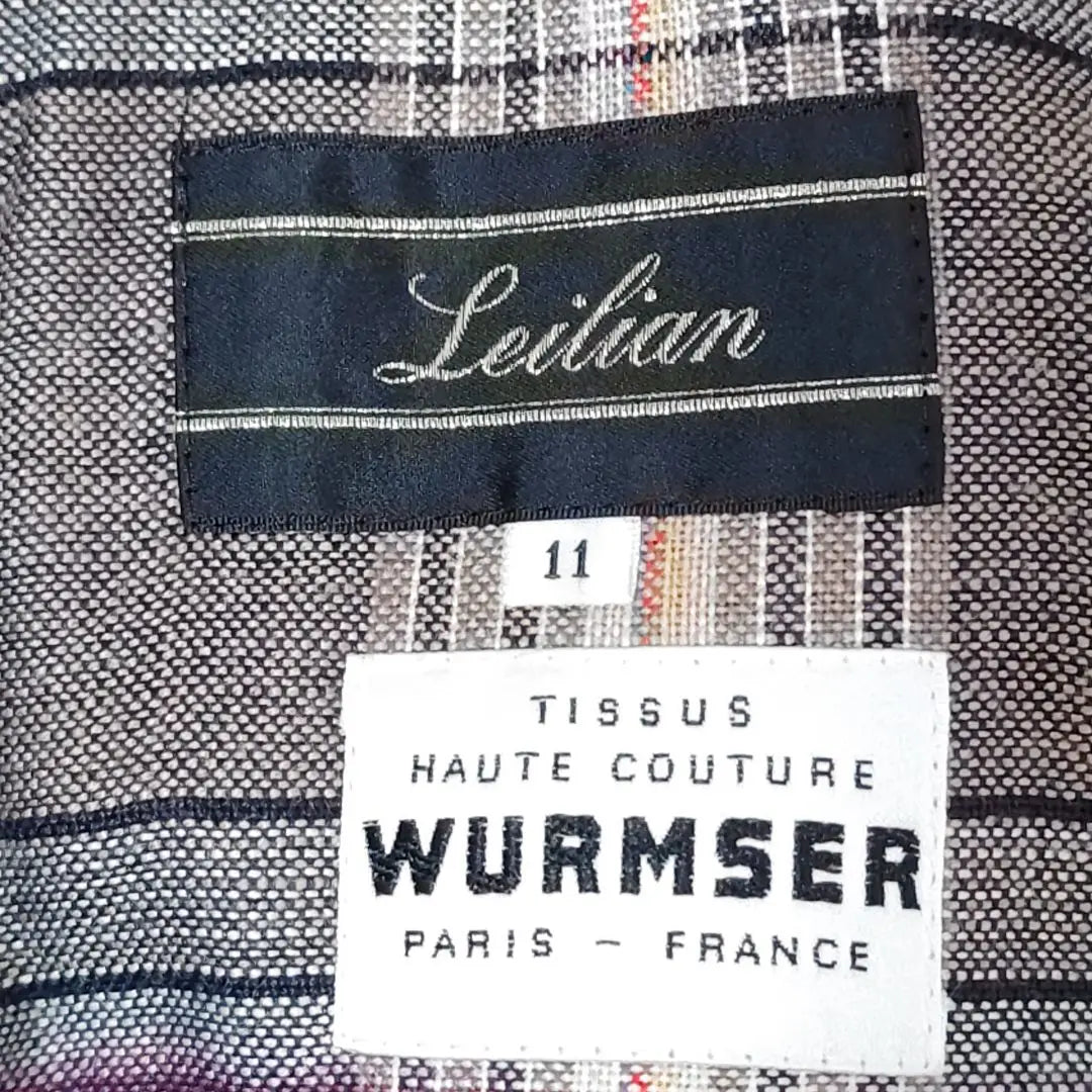 [Lelian] Linen blend check pattern jacket shell button Total pattern WURMSER