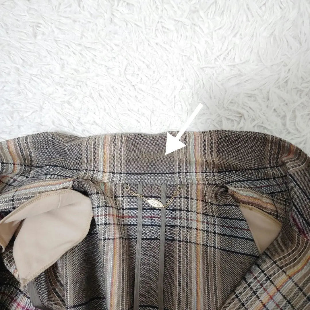 [Lelian] Linen blend check pattern jacket shell button Total pattern WURMSER