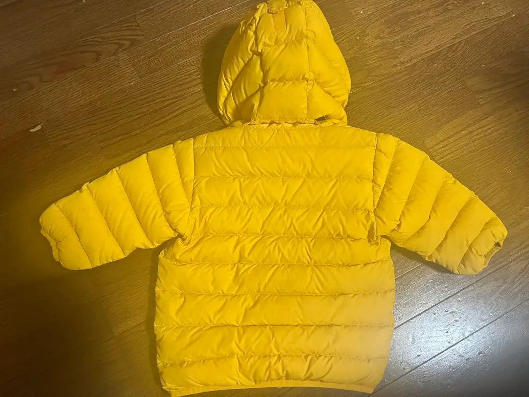 Yellow hooded down coat Montbell size 90