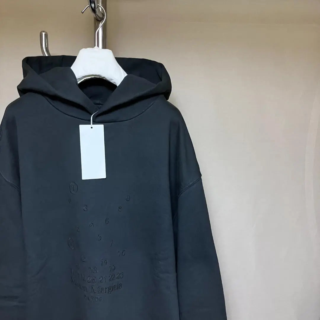 New L 23ss Margiela Logo Embroidery Parka Black 4764