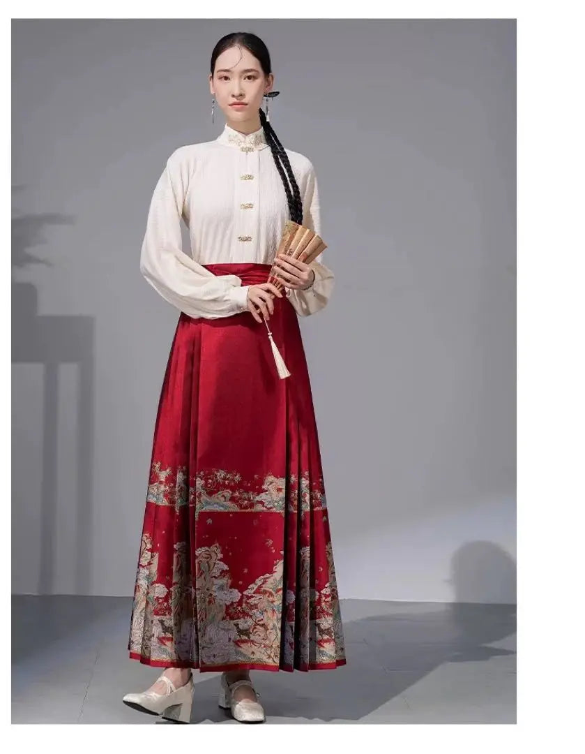 New Chinese clothing China woven gold horse face skirt wedding embroidery graduation ceremony birthday