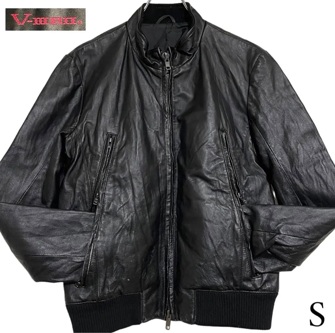 [vintage] Pig leather genuine leather pig leather rider jacket with ribbed switch black S